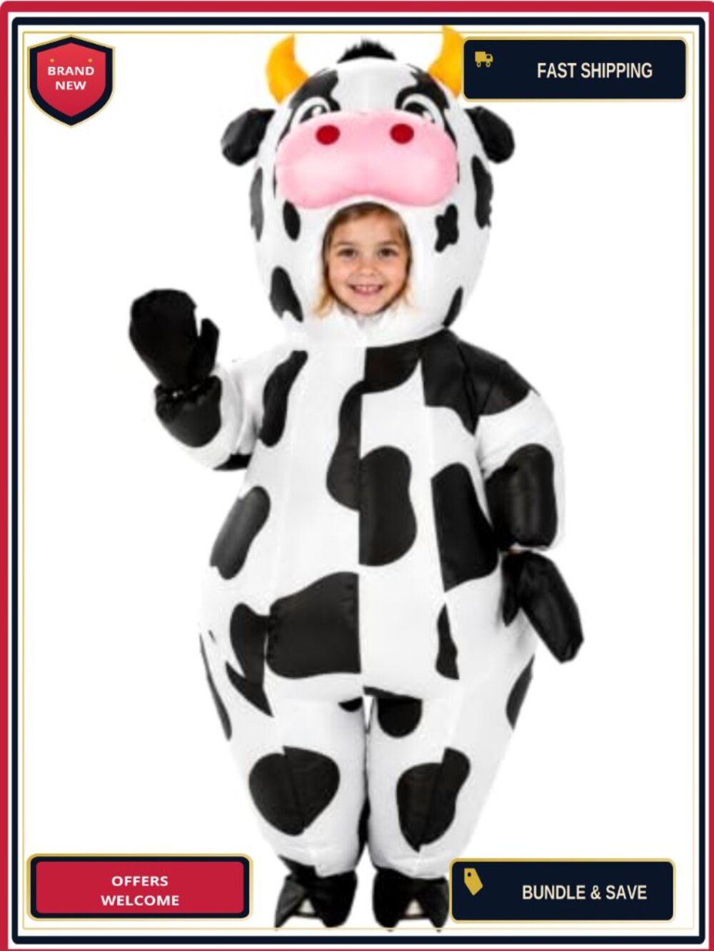 Kids Inflatable Cow Costume Polyester Blow Up Halloween Party